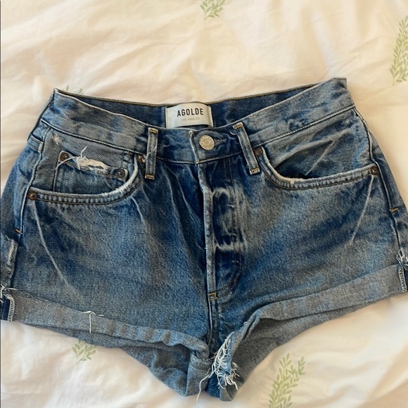 Agolde Pants - Agolde Distressed Blue Jean Shorts